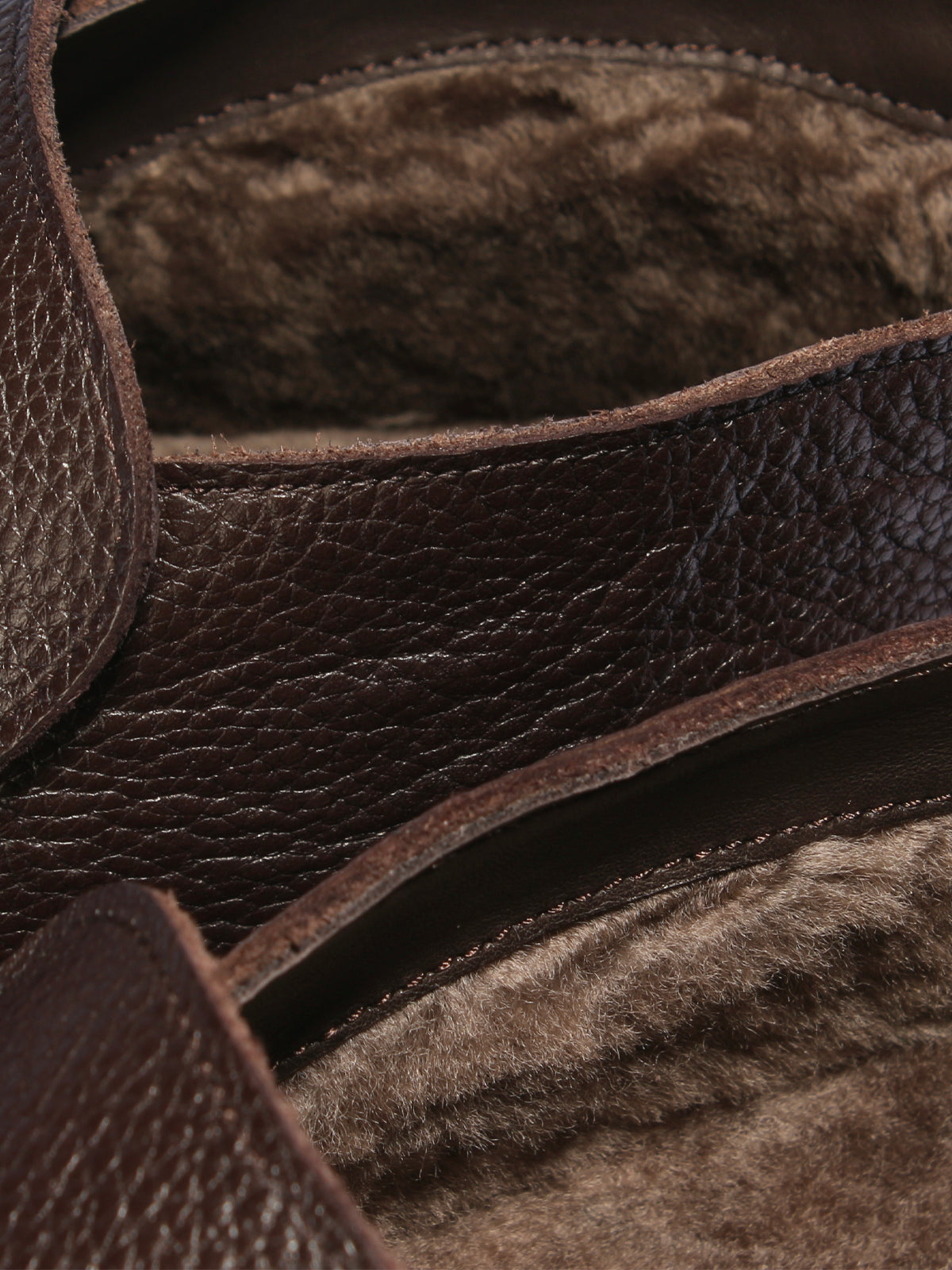 Shearling-Lined Brown Grain Asolo Boot