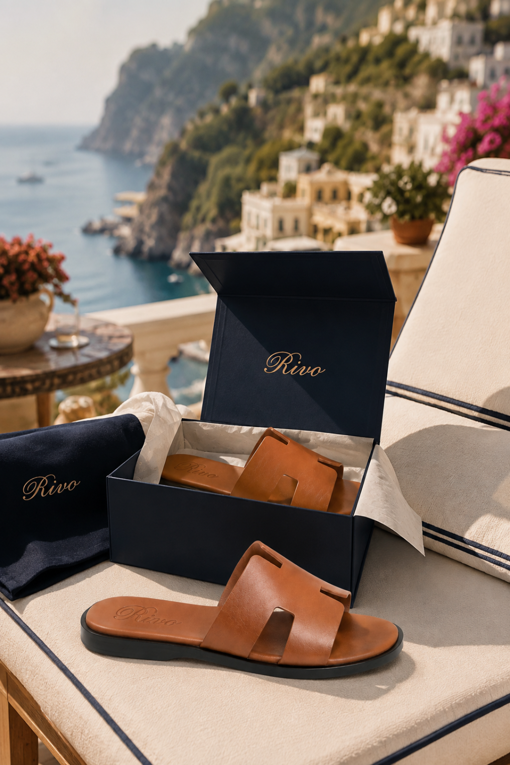 Portofino Leather Sandal Cognac