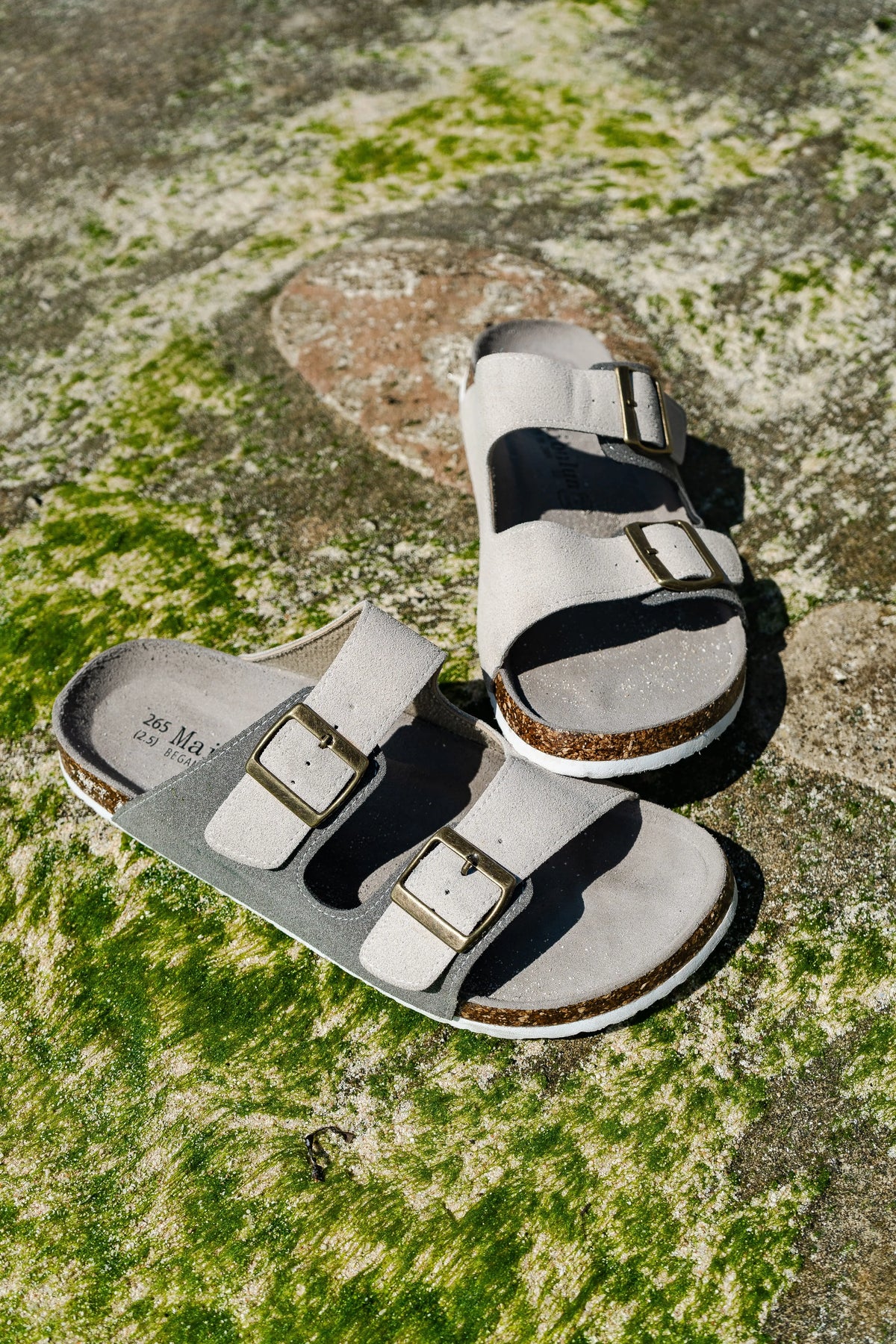 Maibulun Suede Sandals - Gray and Cream