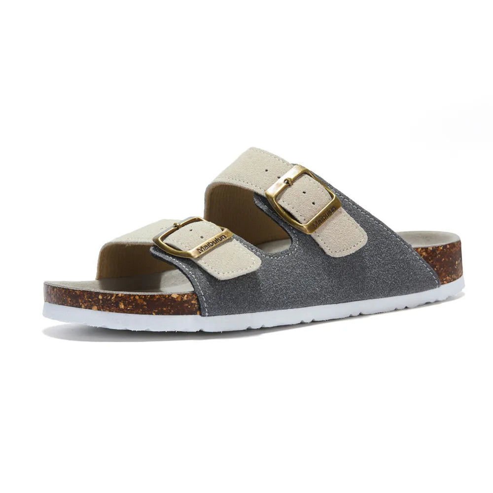 Maibulun Suede Sandals - Gray and Cream