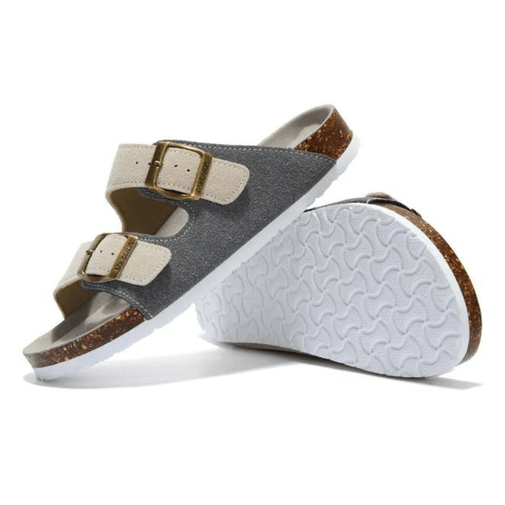 Maibulun Suede Sandals - Gray and Cream