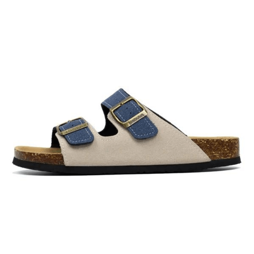 Maibulun Suede Sandals - Cream and Blue