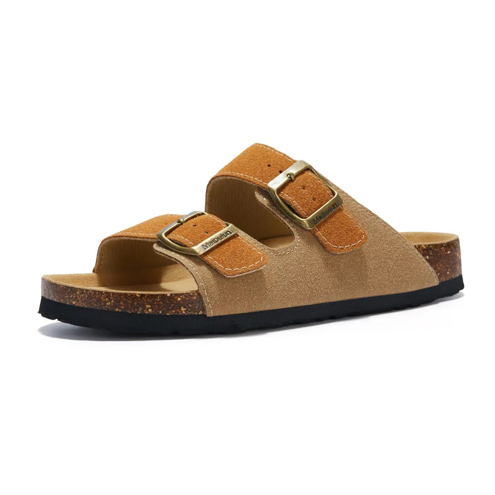 Maibulun Suede Sandals - Light Brown and Caramel