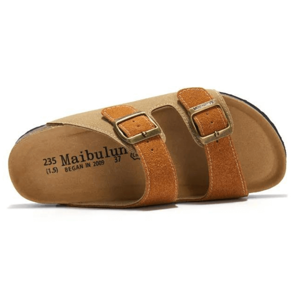 Maibulun Suede Sandals - Light Brown and Caramel