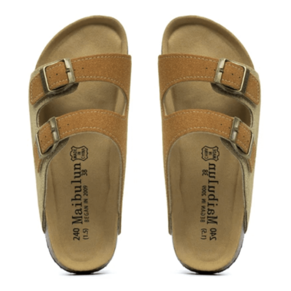 Maibulun Suede Sandals - Light Brown and Caramel