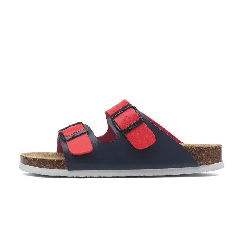 Maibulun Leather Sandals - Blue and Red