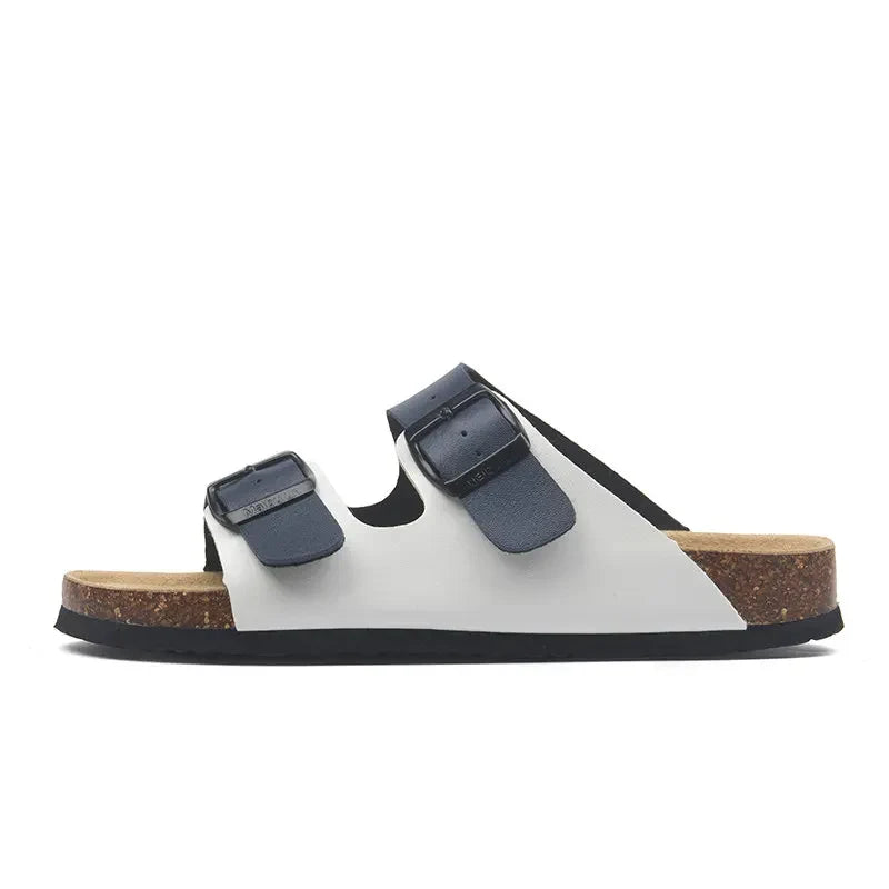 Maibulun Leather Sandals - White and Blue