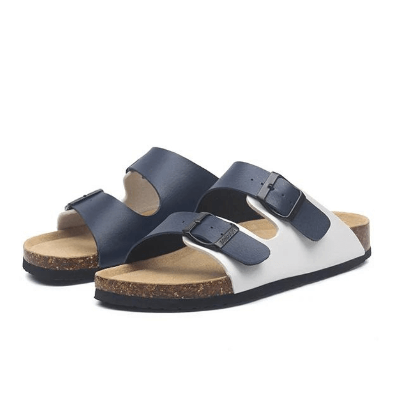 Maibulun Leather Sandals - White and Blue