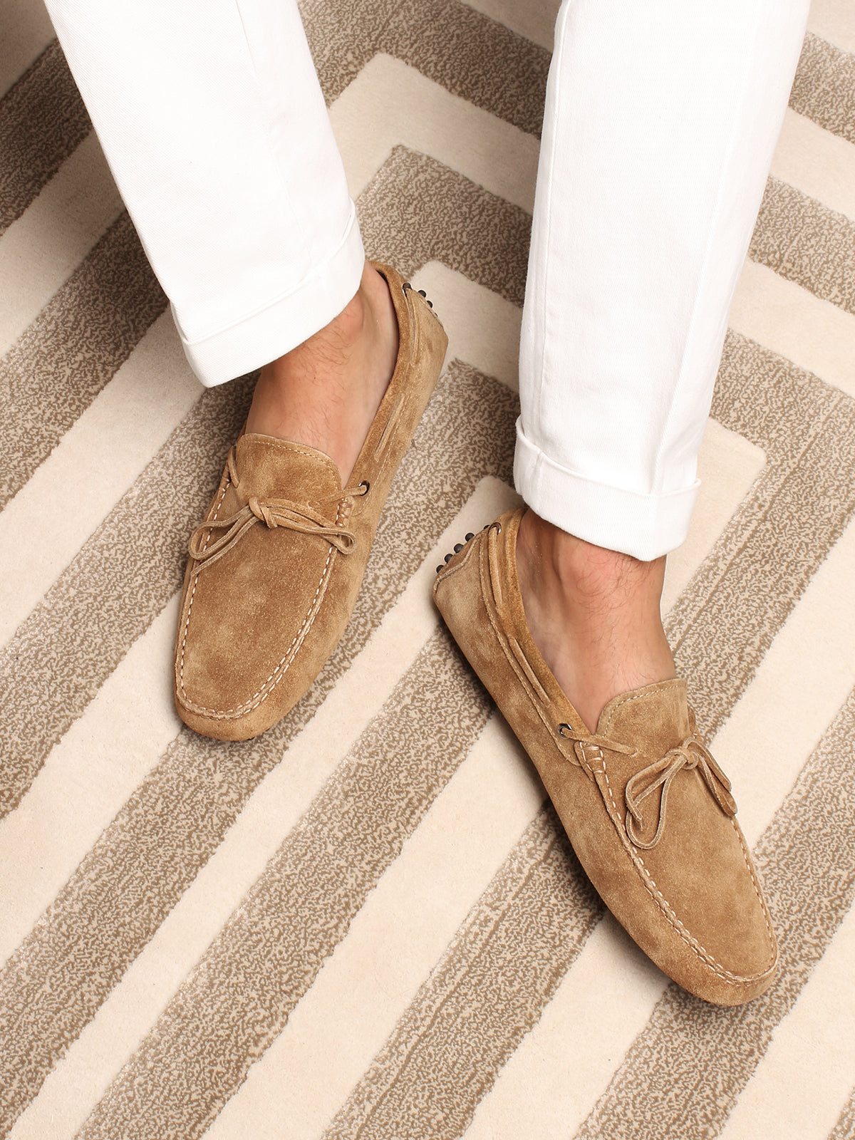 Beige Suede City Driver Shoes