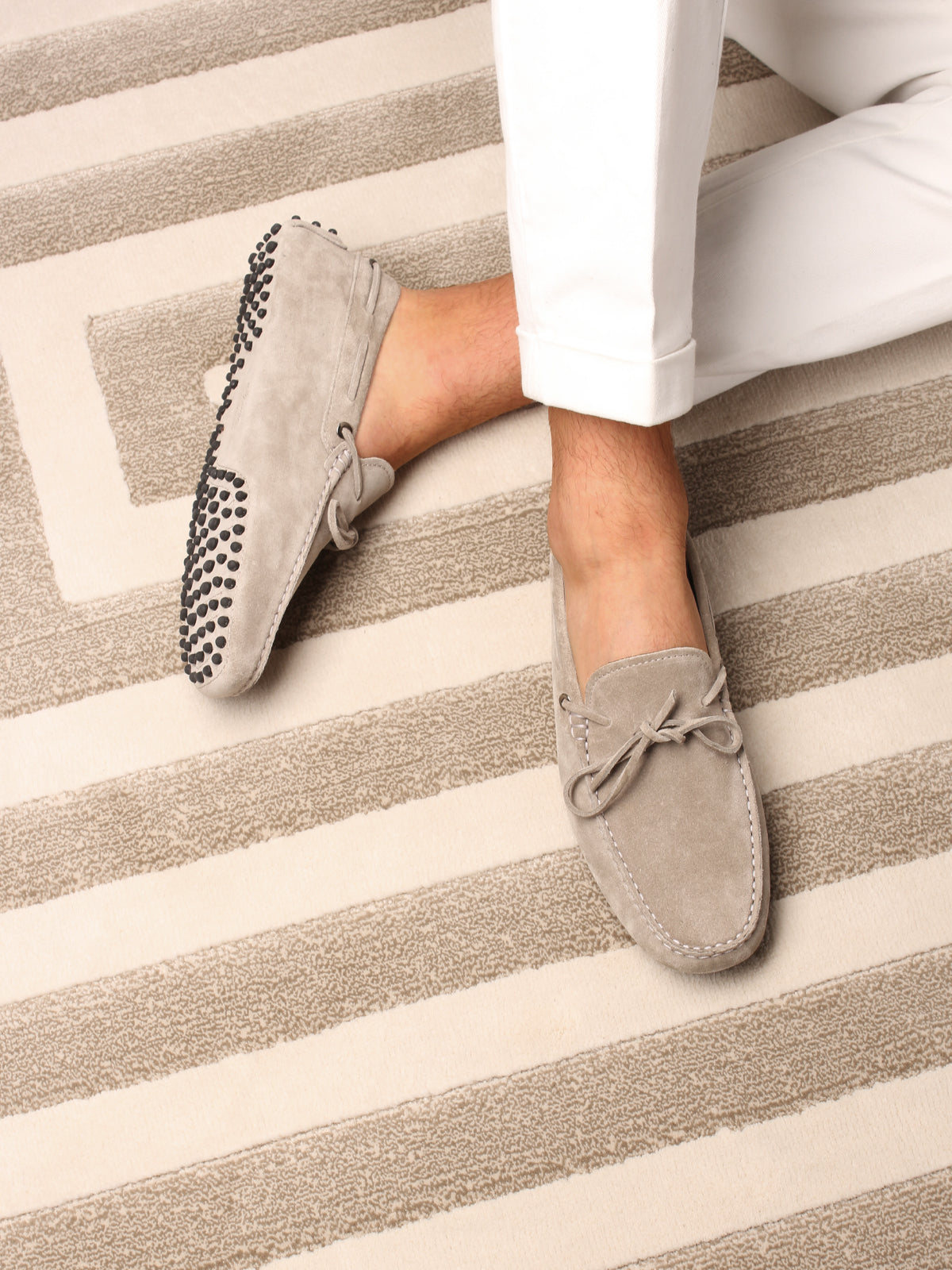 Light Grey Suede City Driver Shoes
