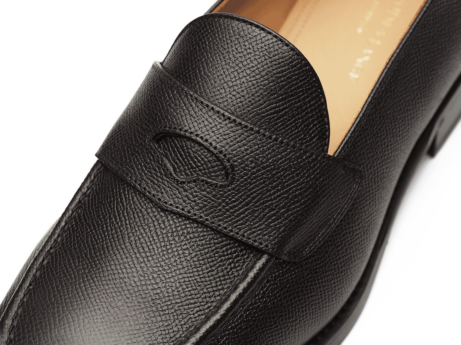 Berkeley Penny Loafers in Dark Brown Hatch Grain Calf