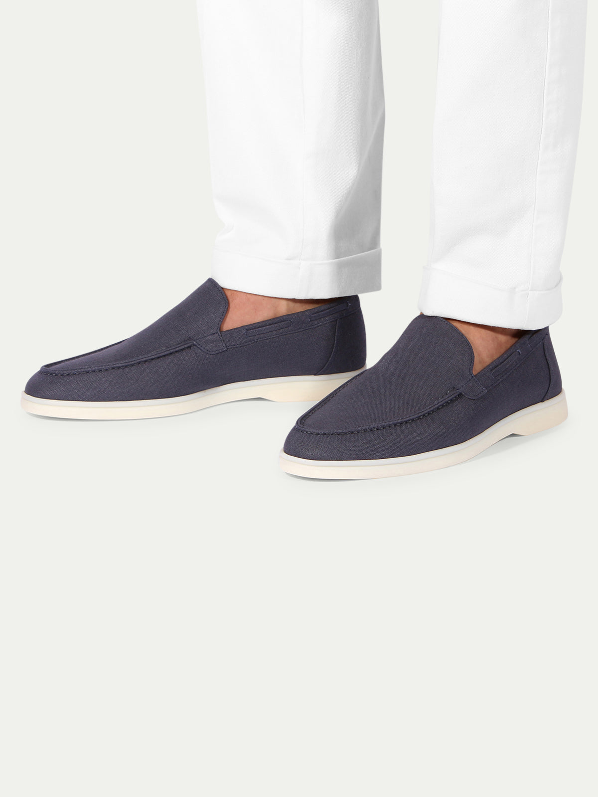 Navy Linen Marina Loafers