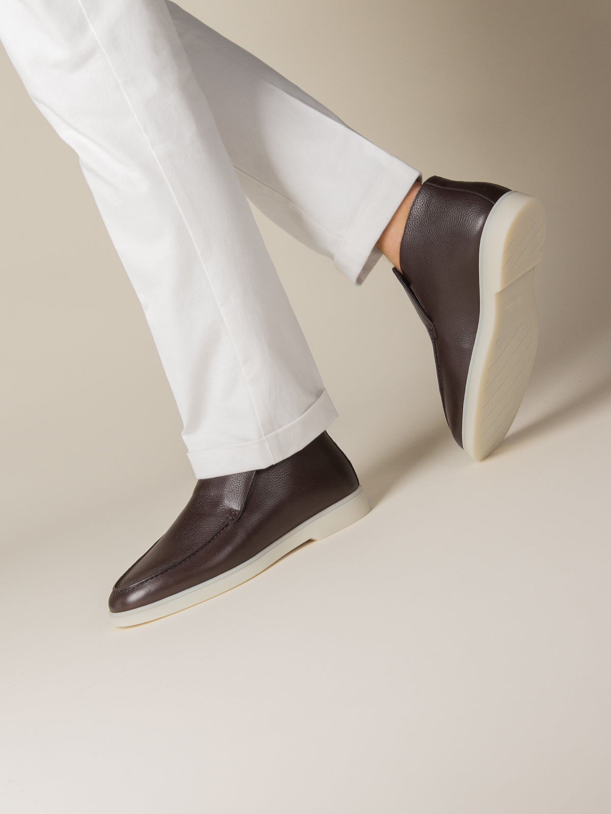 Shearling-Lined Brown Grain Asolo Boot