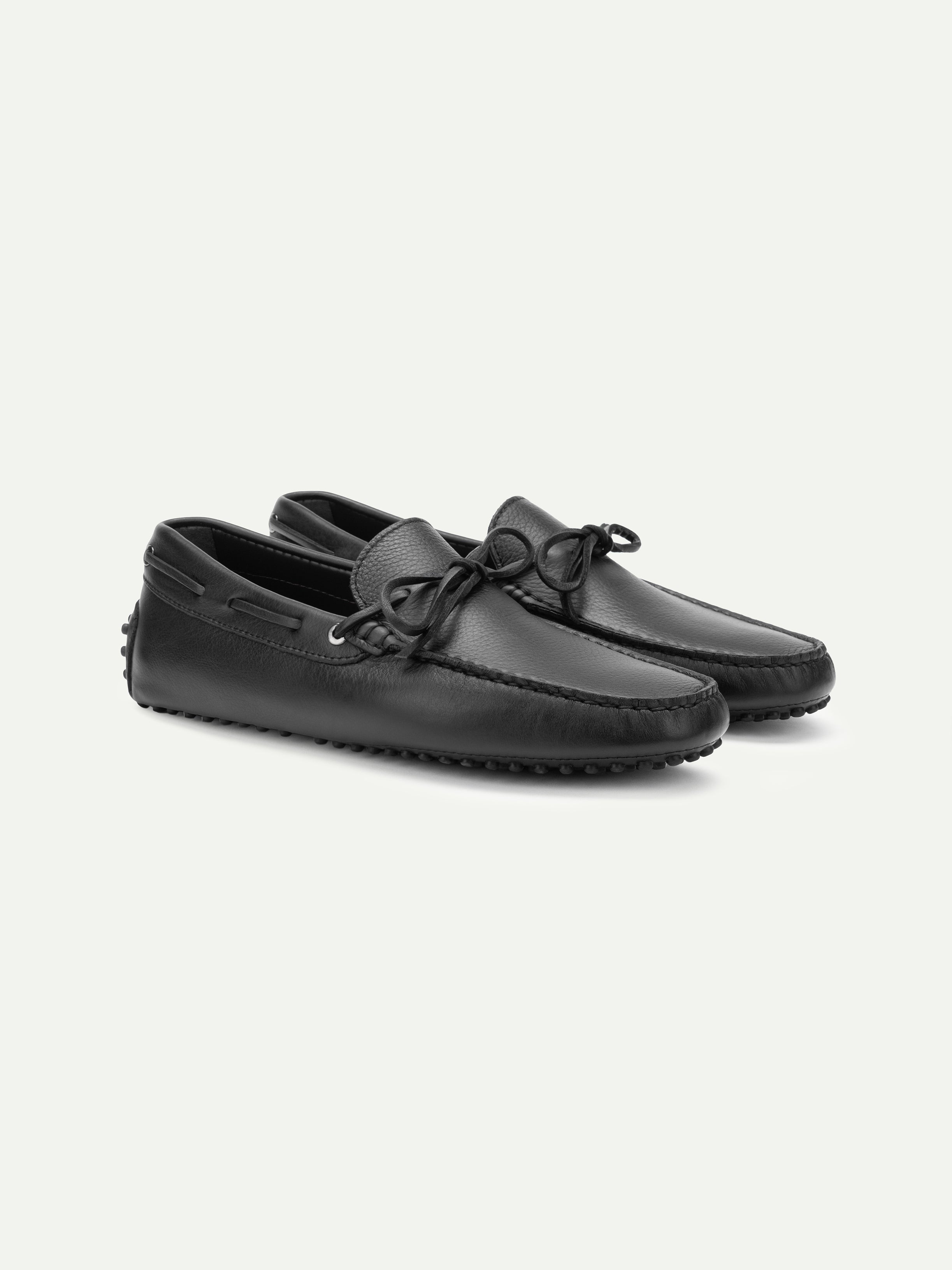Black Leather City Driver Shoes