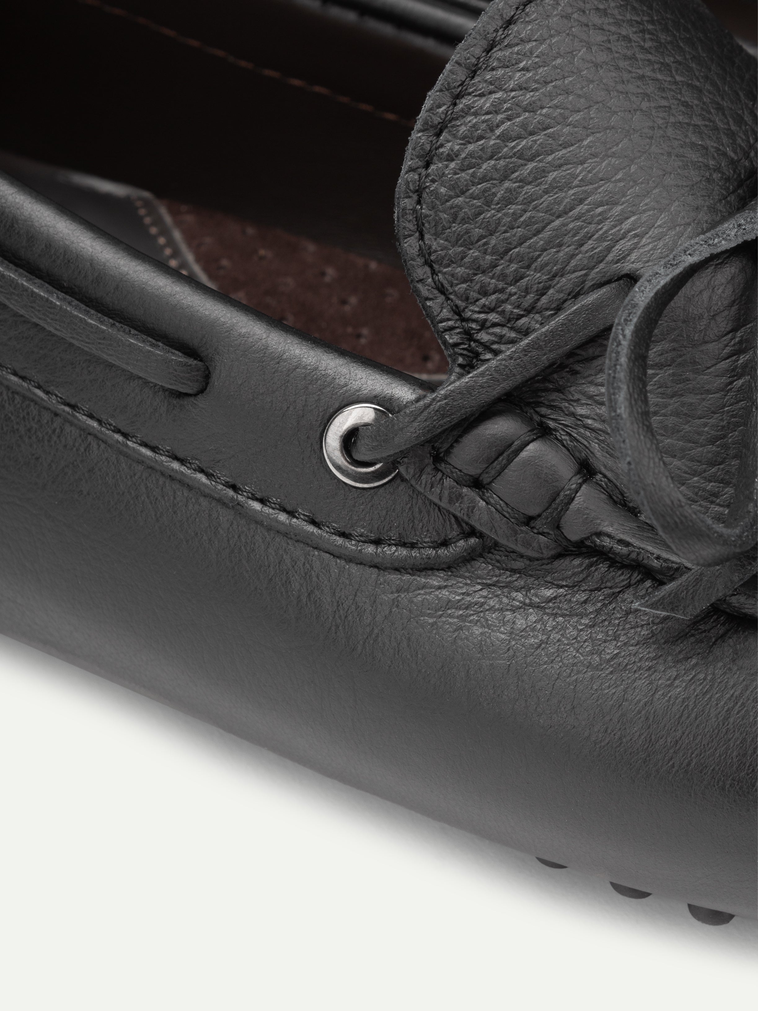 Black Leather City Driver Shoes