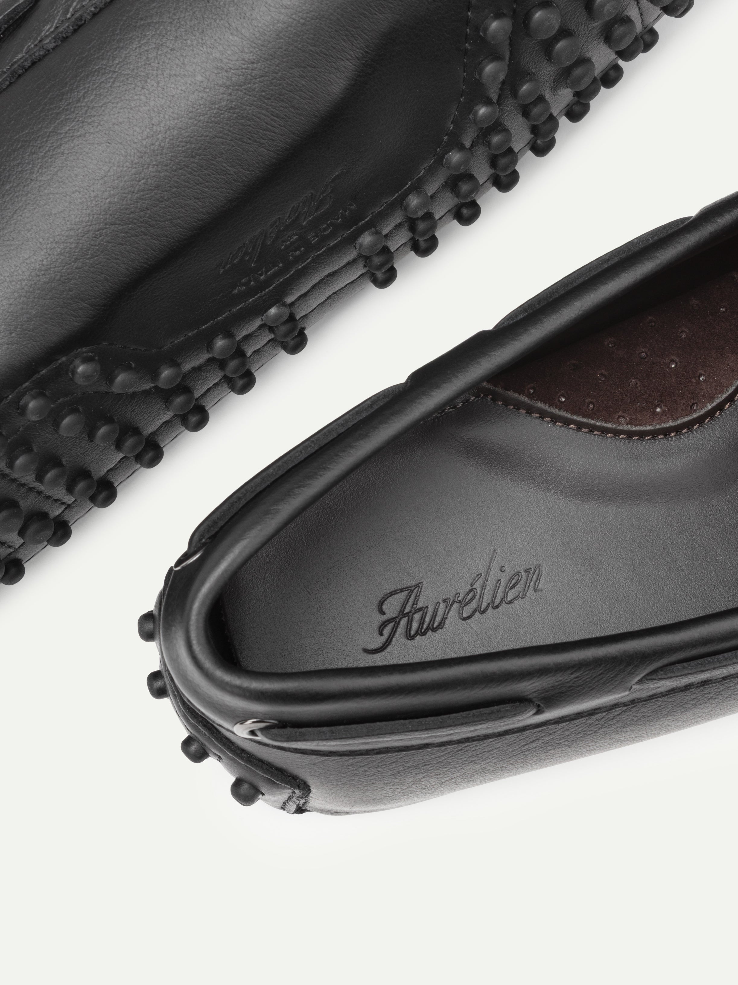 Black Leather City Driver Shoes