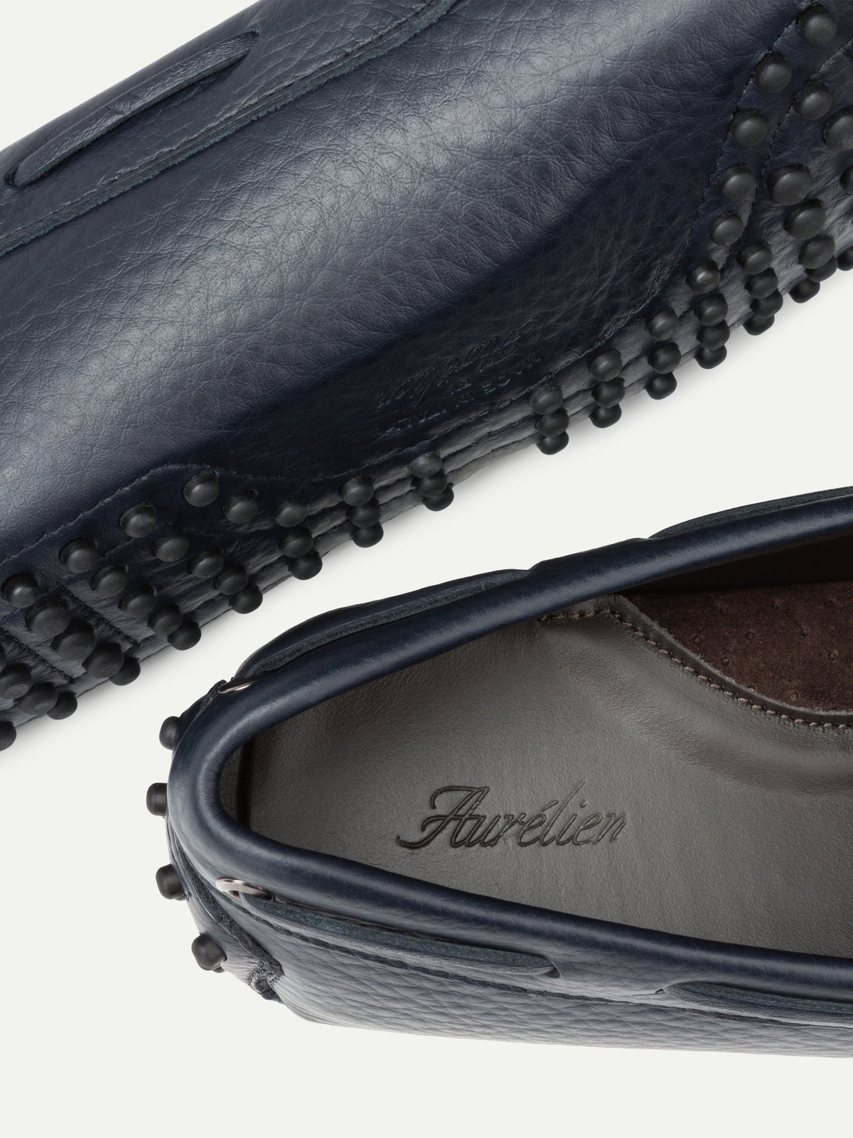 Navy Leather City Driver Shoes