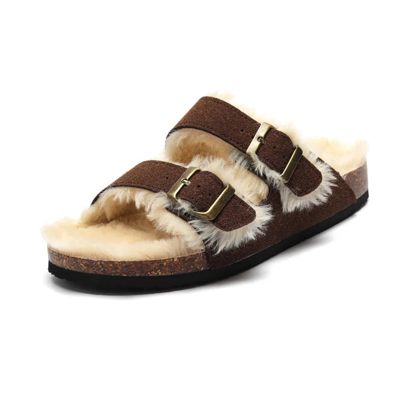 Fluffy Sandals - Dark Brown