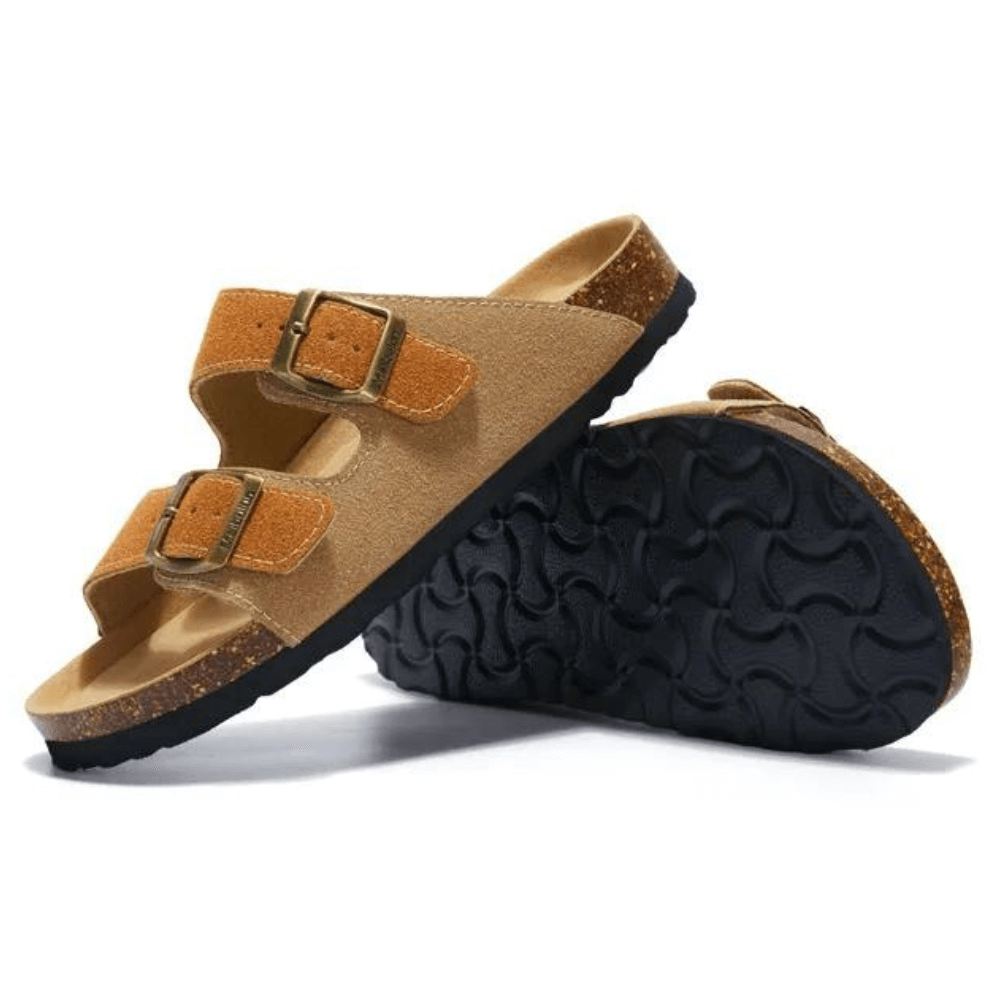 Maibulun Suede Sandals - Light Brown and Caramel