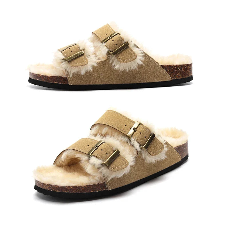 Fluffy Sandals - Light Brown