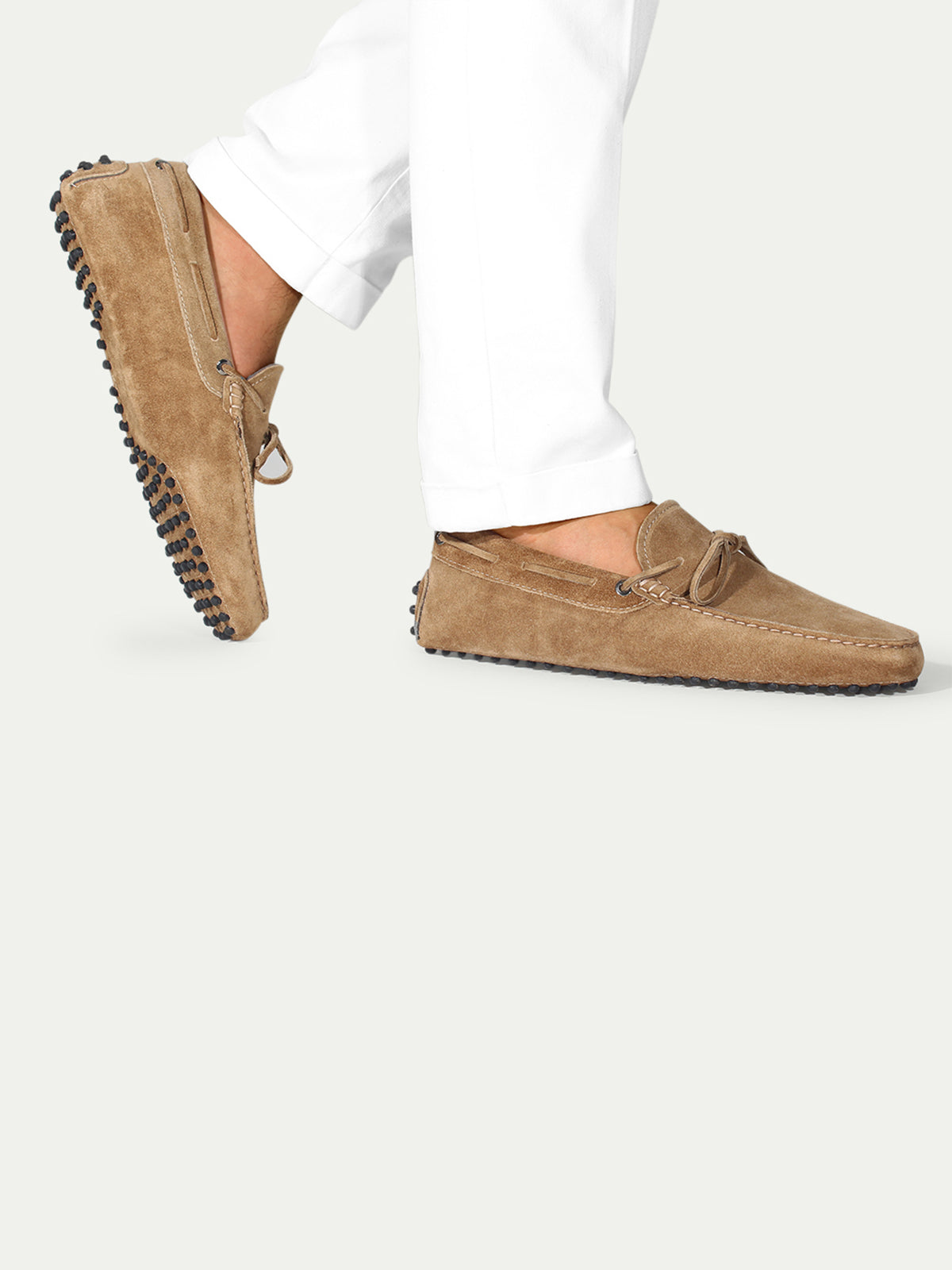 Beige Suede City Driver Shoes