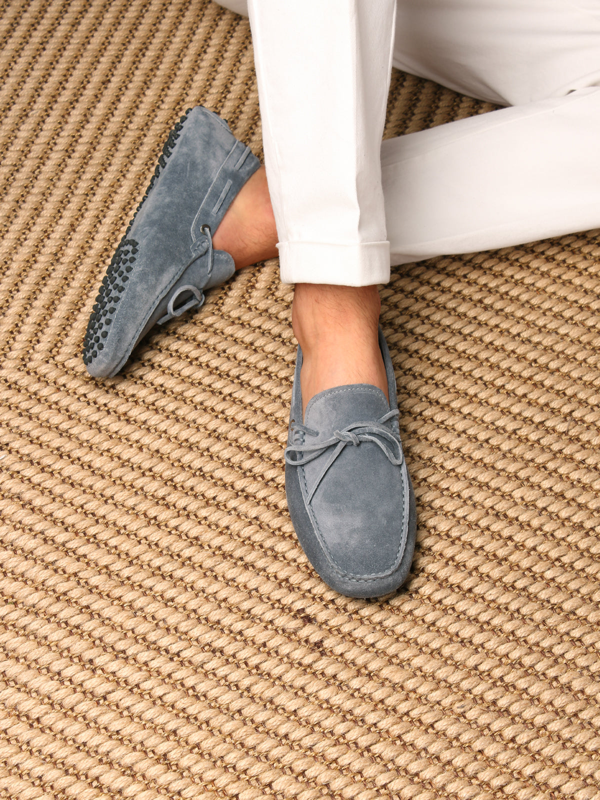 Light Blue Suede City Driver Shoes