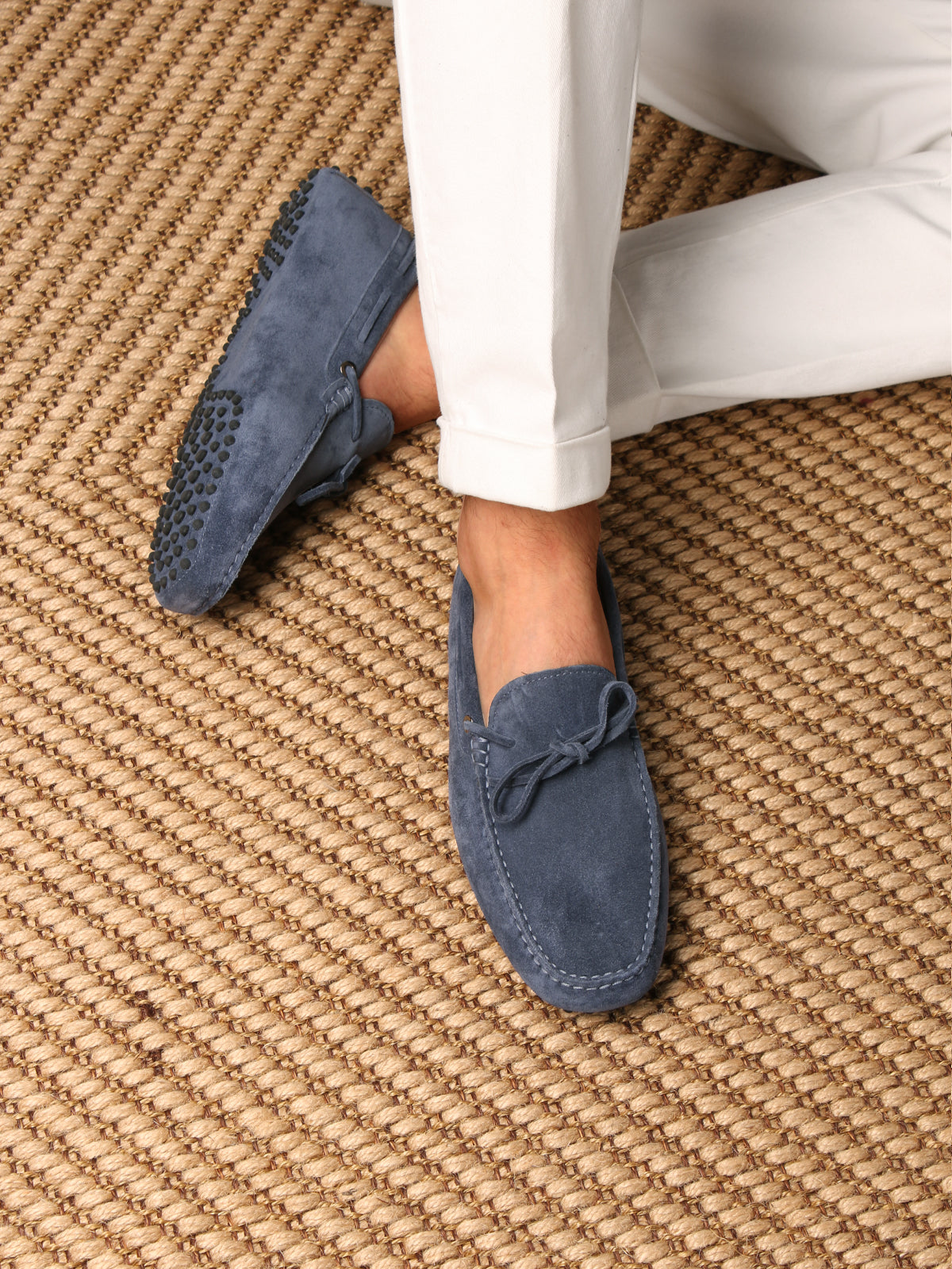 Steel Blue Suede City Driver Shoes