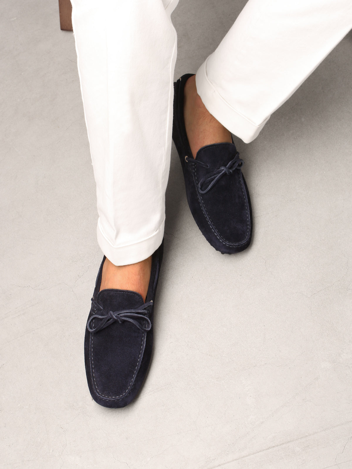 Navy Suede City Driver Shoes